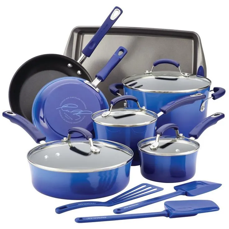 Classic Brights 14-Piece Aluminum Nonstick Cookware Set in Cranberry Red Gradient, photo 5 of 10