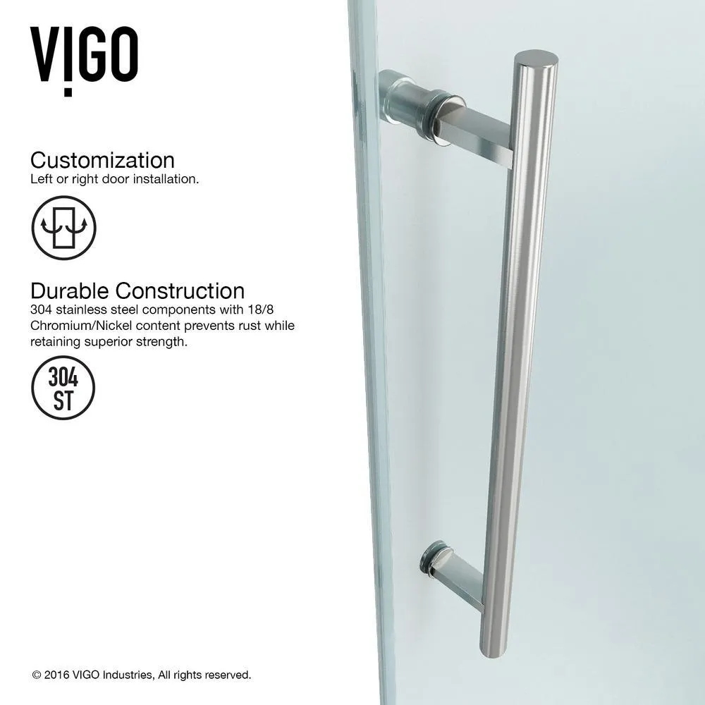 Winslow 34.625 in. x 74 in. Frameless Corner Bypass Shower Enclosure in Stainless Steel with Clear Glass, photo 5 of 15