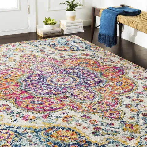 Elaziz 8 x 10 Orange Indoor Medallion Oriental Area Rug