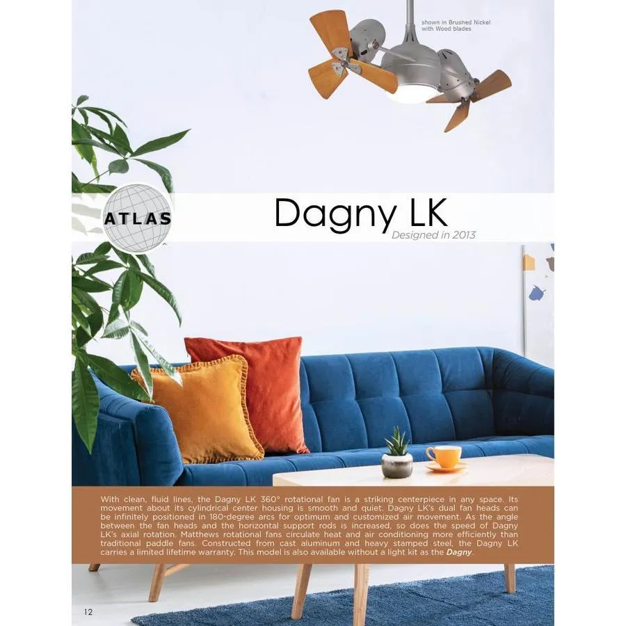 Matthews Fan Company Dagny 41-in Brushed Nickel LED Indoor/Outdoor Ceiling Fan with Remote (6-Blade), photo 2 of 3