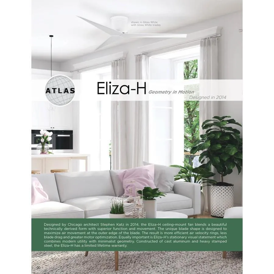 Matthews Fan Company Eliza 56-in Gloss White Indoor/Outdoor Flush Mount Ceiling Fan with Remote (3-Blade), photo 8 of 9