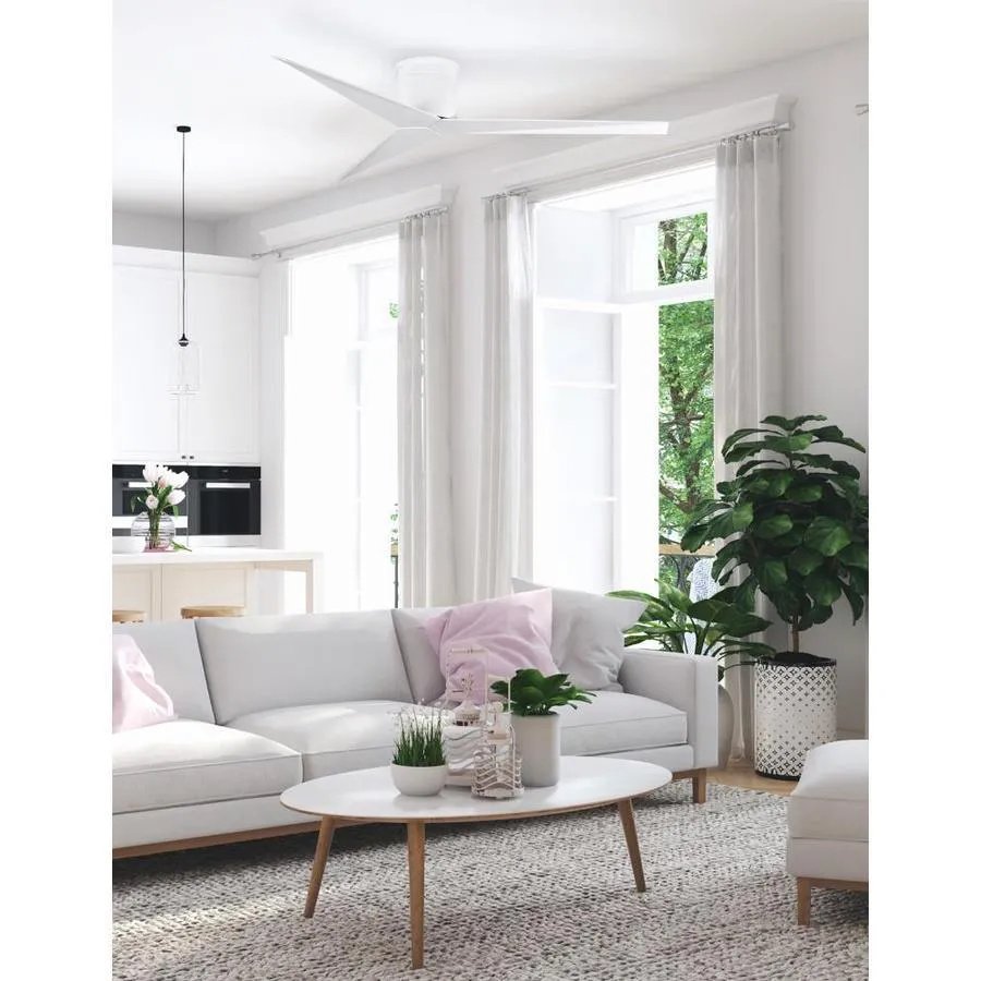 Matthews Fan Company Eliza 56-in Gloss White Indoor/Outdoor Flush Mount Ceiling Fan with Remote (3-Blade), photo 7 of 9