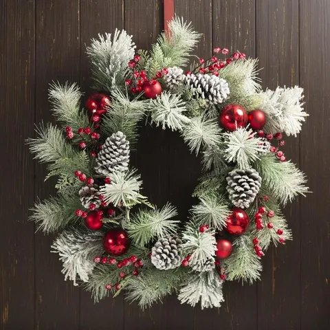 24-in Multi Color Mixed Needle Artificial Christmas Wreath