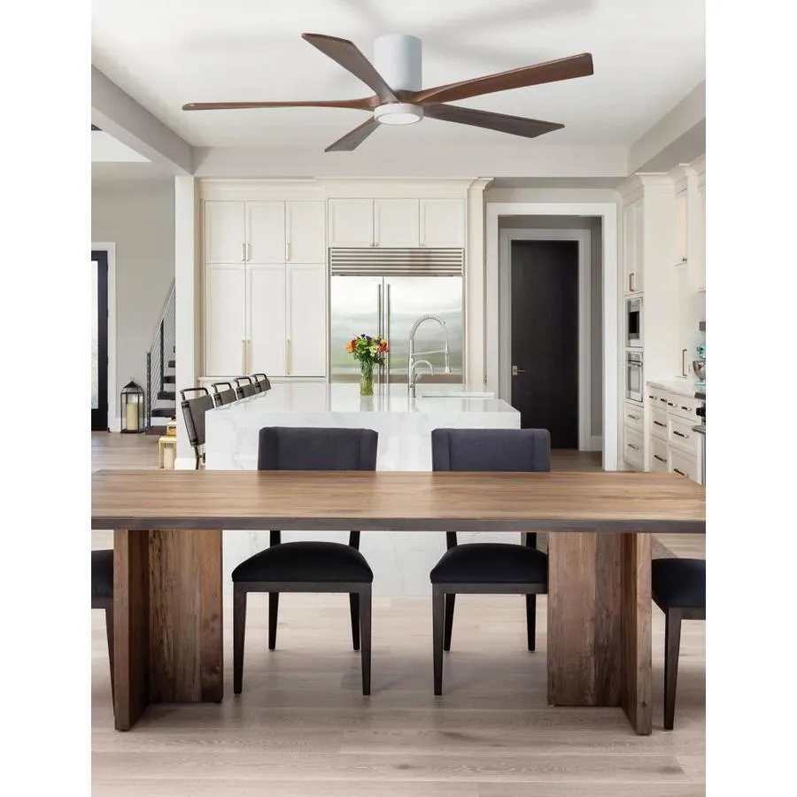 Matthews Fan Company Irene-HLK 60-in Gloss White LED Indoor/Outdoor Flush mount Ceiling Fan with Remote (5-Blade), photo 2 of 4