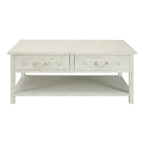 sanibel Sanibel White Rub Wood Coffee Table