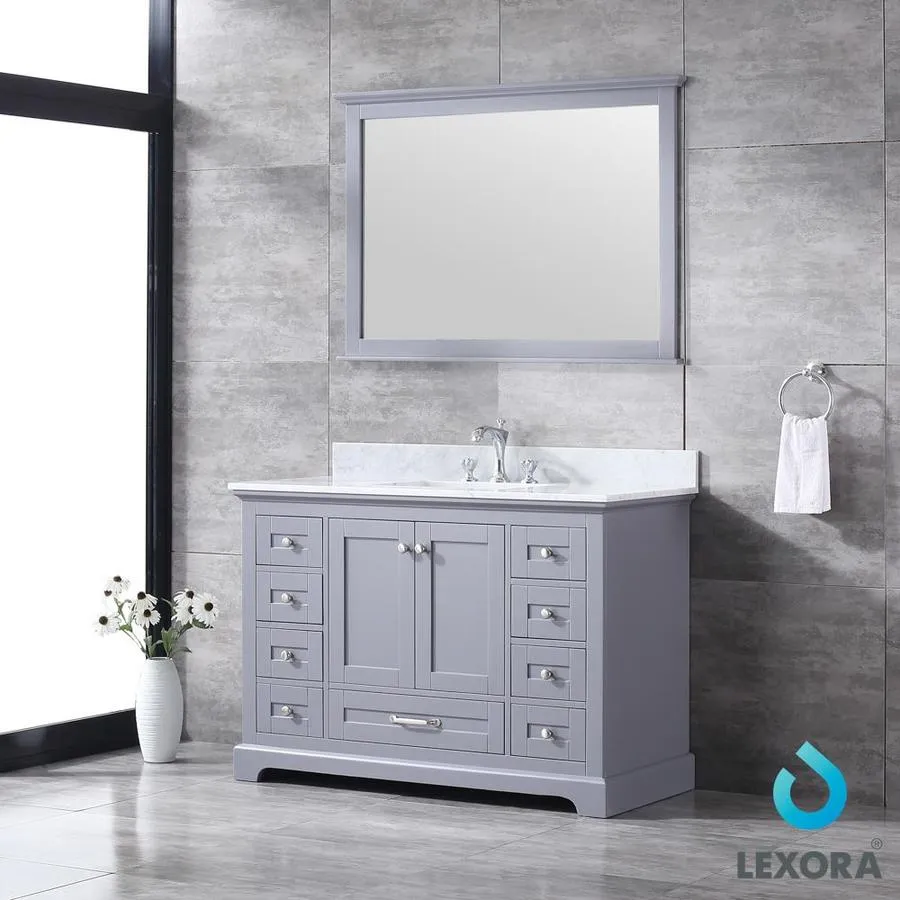 Lexora Dukes 48-in Dark Grey Single Sink Bathroom Vanity with White Carrera Marble Marble Top (Mirror Included), photo 10 of 11