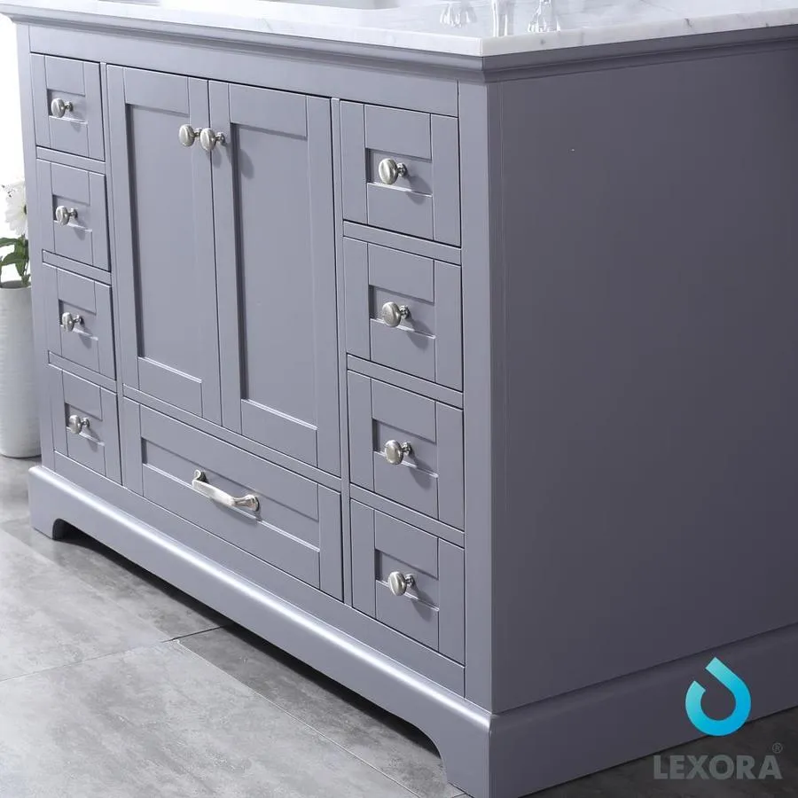 Lexora Dukes 48-in Dark Grey Single Sink Bathroom Vanity with White Carrera Marble Marble Top (Mirror Included), photo 6 of 11
