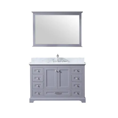 Lexora Dukes 48-in Dark Grey Single Sink Bathroom Vanity with White Carrera Marble Marble Top (Mirror Included), photo 11 of 11