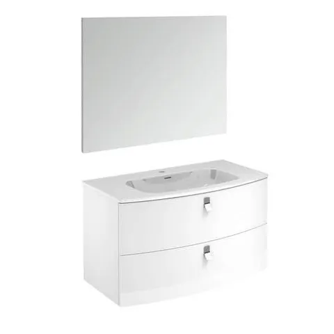 Rondo 39-in Gloss White Single Sink Bathroom Vanity with Ceramic White Ceramic Top