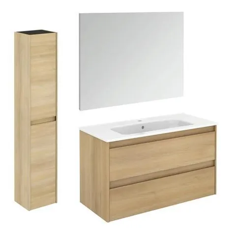 Ambra 40-in Nordic Oak Single Sink Bathroom Vanity with Ceramic White Ceramic Top