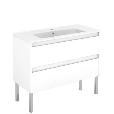 Ambra 40-in Gloss White Single Sink Bathroom Vanity with Ceramic White Ceramic Top