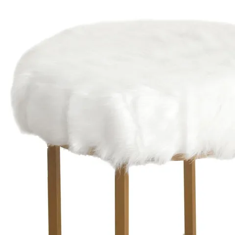 White and Gold Small Upholstered Bar Stool