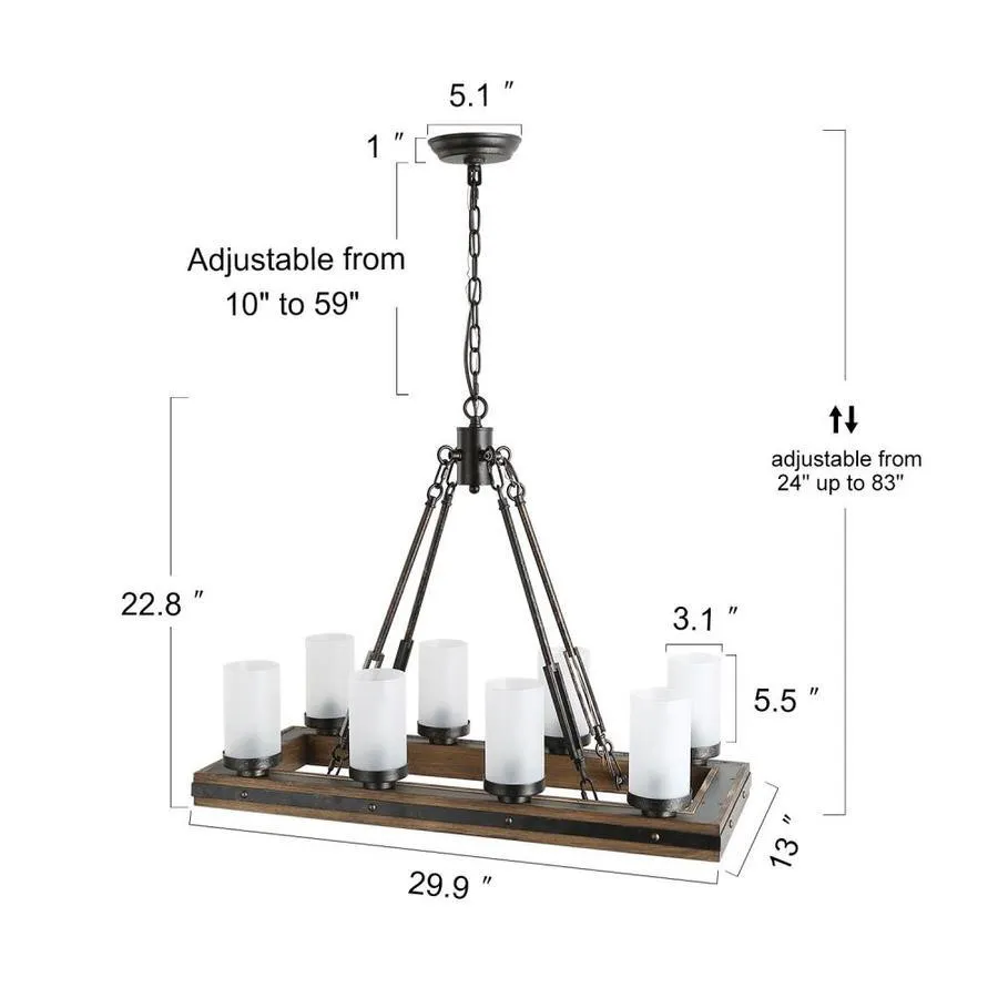 LNC Laius 8-Light Black Farmhouse Chandelier, photo 5 of 12