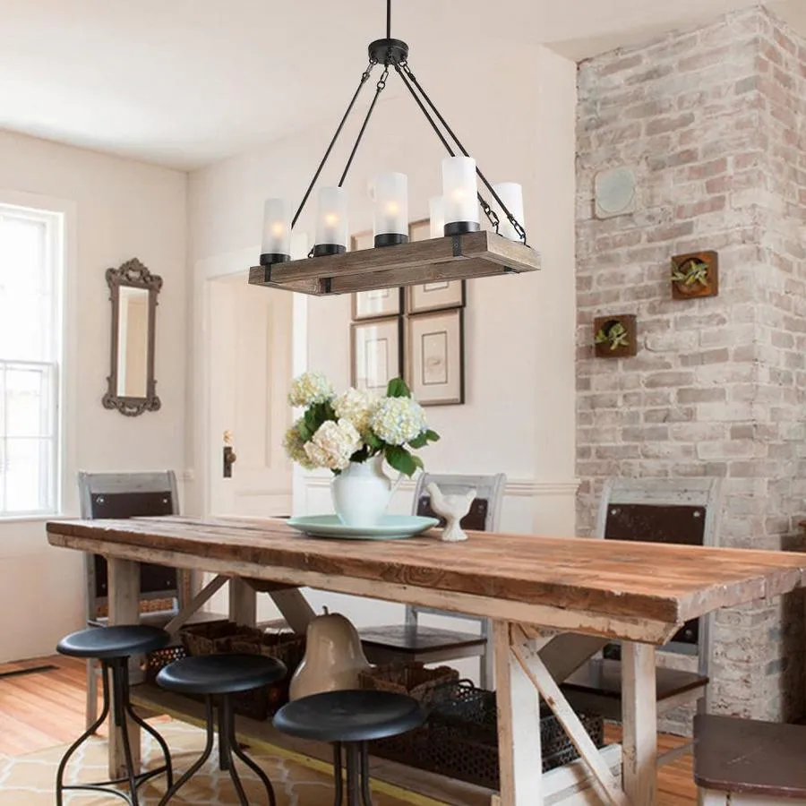 LNC Laius 8-Light Black Farmhouse Chandelier, photo 12 of 12