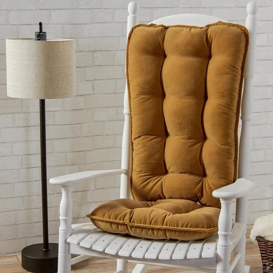 Greendale Home Fashions Jumbo Rocking Chair Cushion- Cherokee Solid- Khaki, photo 4 of 5