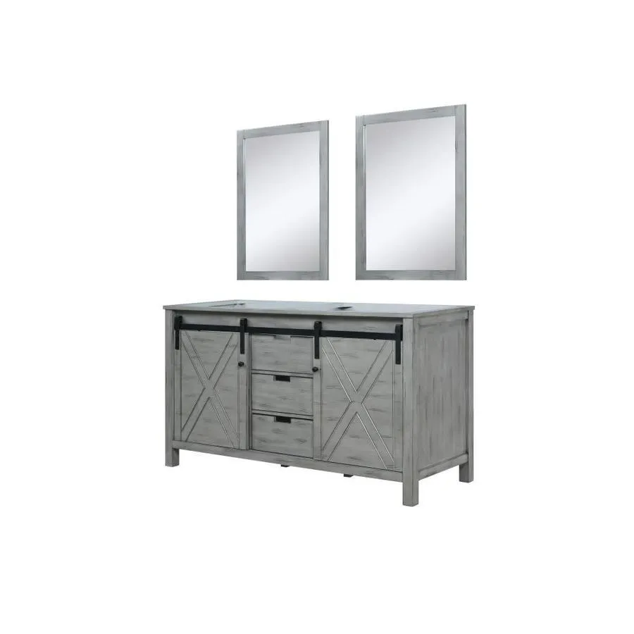 Lexora Marsyas 60-in Ash Grey Bathroom Vanity Cabinet (Mirror Included), photo 2 of 3