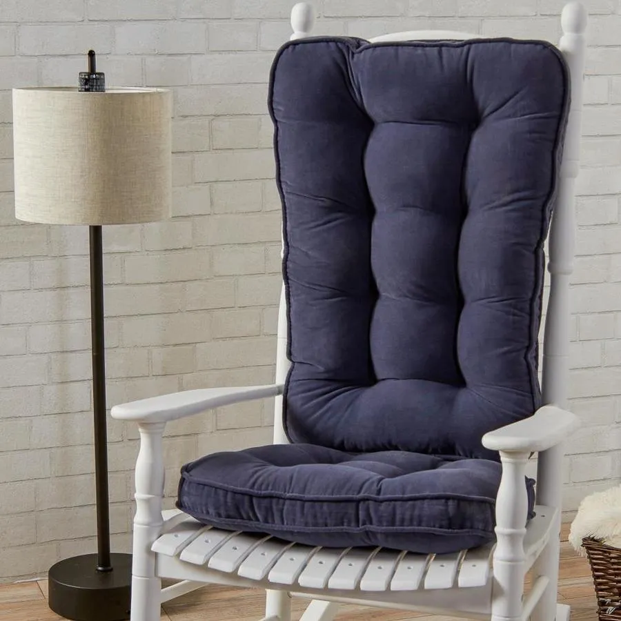 Greendale Home Fashions Jumbo Rocking Chair Cushion Set- Hyatt Fabric- Denim, photo 4 of 5
