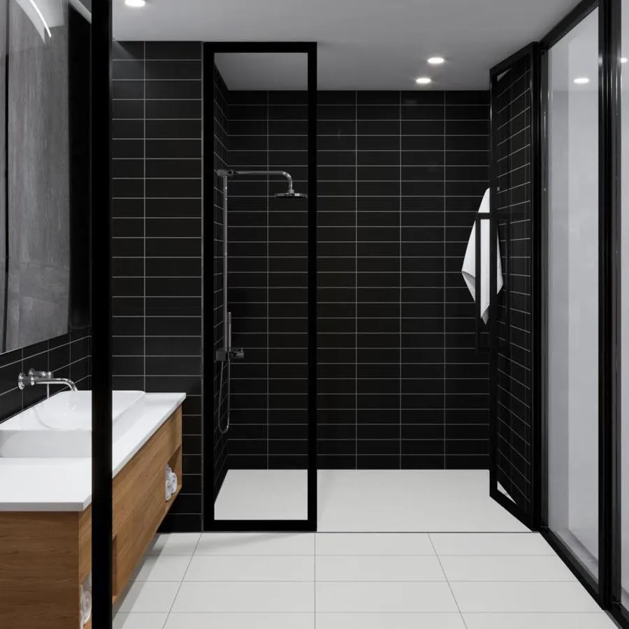 Crossville Playground 34-Pack Black/Satin 4-in x 12-in Satin Ceramic Subway Wall Tile, photo 2 of 14