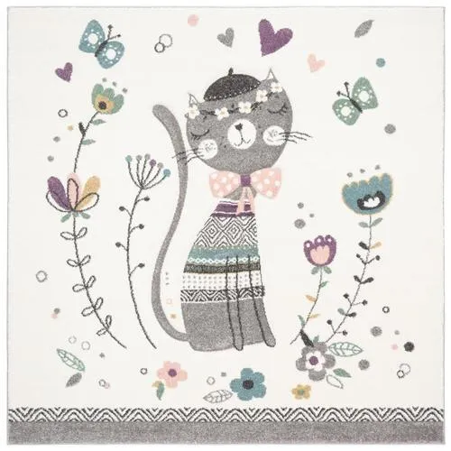 Safavieh Carousel Kids Kitty 5 x 5 Ivory/Pink Square Indoor Kids Area Rug, photo 6 of 6