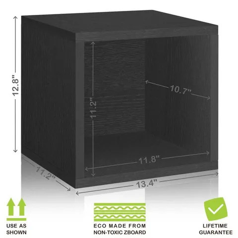 1 Compartment Black Stackable Recycled Paperboard Cube
