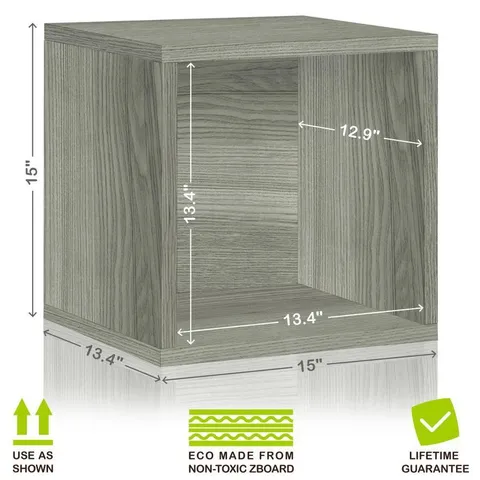 1 Compartment Gray Stackable Recycled Paperboard Cube