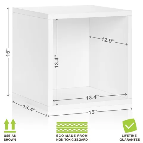 1 Compartment White Stackable Recycled Paperboard Cube