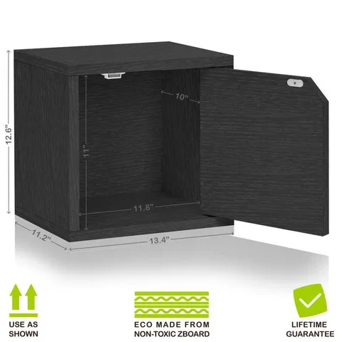 1 Compartment Black Stackable Recycled Paperboard Cube