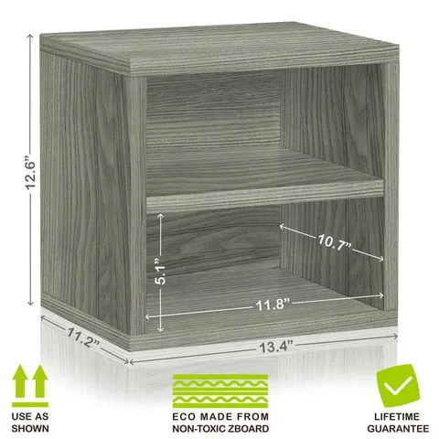 1 Compartment Gray Stackable Recycled Paperboard Cube
