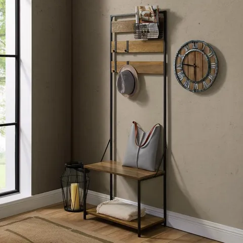 Reclaimed Barnwood 4-Hook Coat Stand