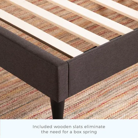 Cara Square Tufted Charcoal Queen Upholstered Bed