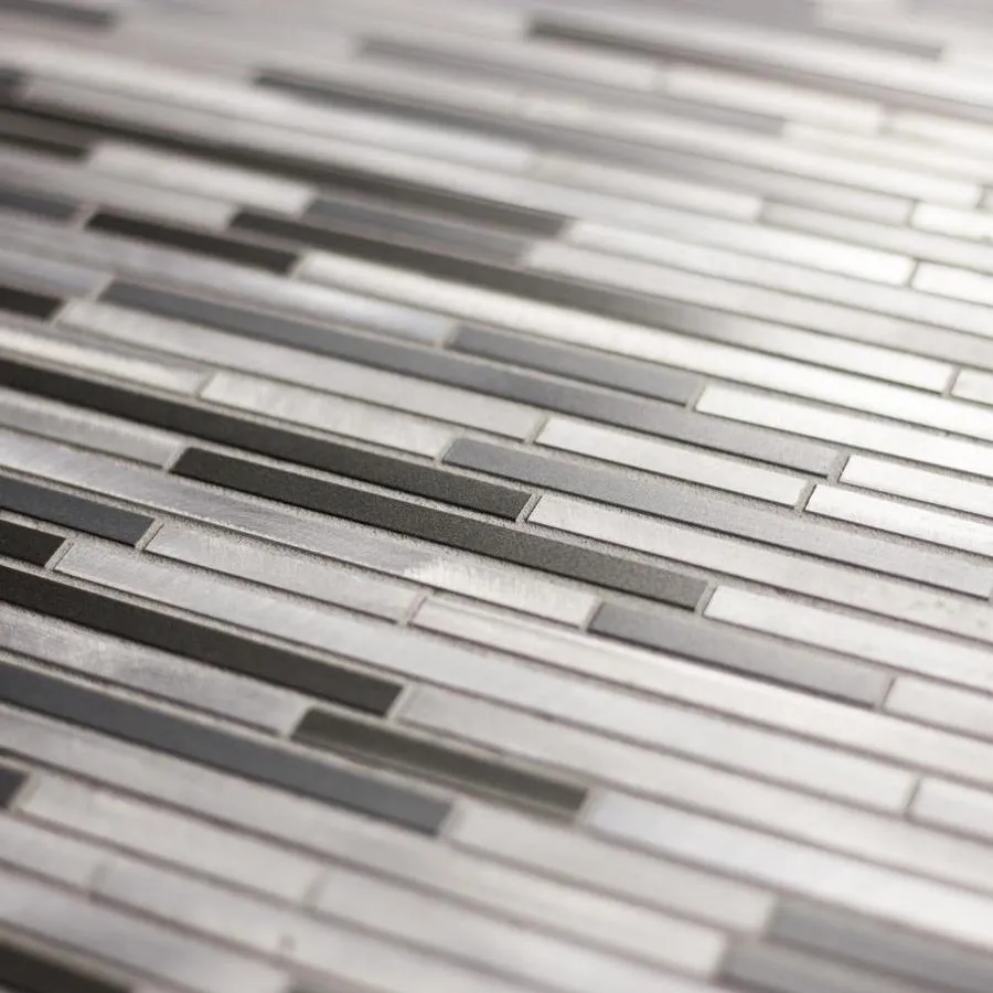 Abolos City Lights 11-Pack New York Gray/Brushed 12-in x 12-in Brushed Metal Mosaic Wall Tile, photo 3 of 4