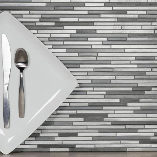 Abolos City Lights 11-Pack New York Gray/Brushed 12-in x 12-in Brushed Metal Mosaic Wall Tile, photo 4 of 4