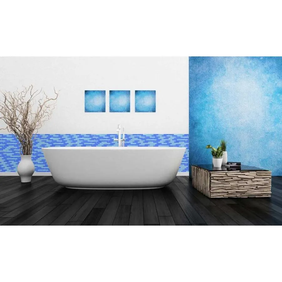 Abolos Landscape 12-Pack Horizon Blue/Glossy Textured 12-in x 12-in Glossy Glass Mosaic Floor and Wall Tile, photo 2 of 8