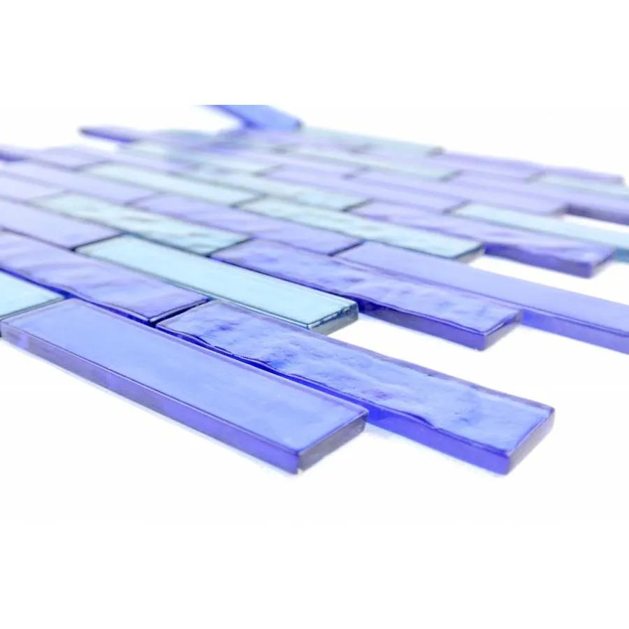 Abolos Landscape 12-Pack Horizon Blue/Glossy Textured 12-in x 12-in Glossy Glass Mosaic Floor and Wall Tile, photo 3 of 8