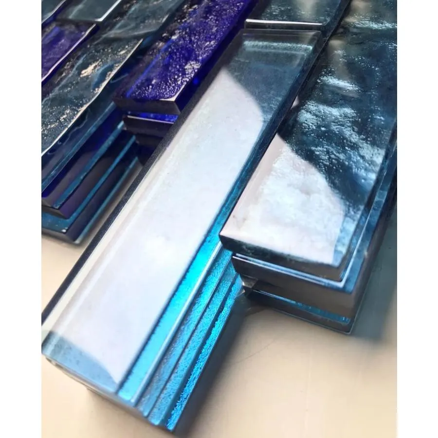 Abolos Landscape 12-Pack Horizon Blue/Glossy Textured 12-in x 12-in Glossy Glass Mosaic Floor and Wall Tile, photo 4 of 8