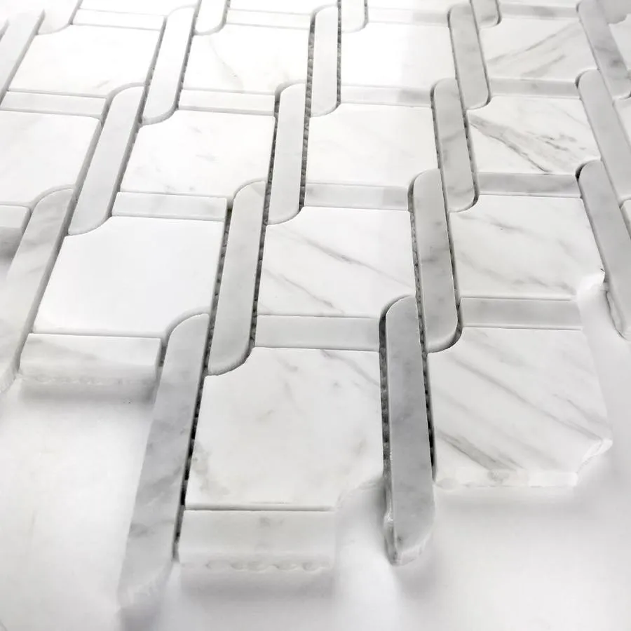 Abolos Marble 10-Pack Carrara White/Semi Glossy 12-in x 12-in Glossy Natural Stone Marble Look Floor and Wall Tile, photo 2 of 5