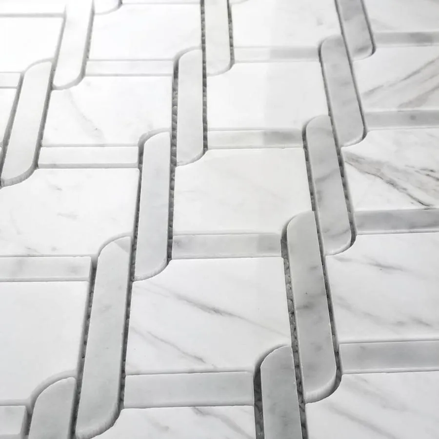 Abolos Marble 10-Pack Carrara White/Semi Glossy 12-in x 12-in Glossy Natural Stone Marble Look Floor and Wall Tile, photo 4 of 5