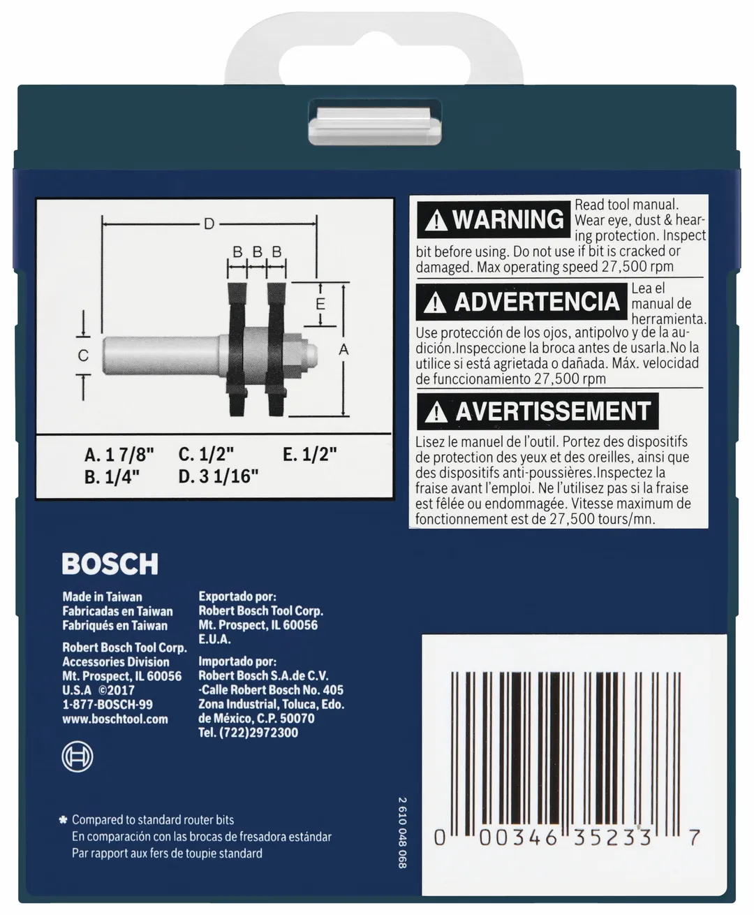 Bosch 1-7/8-in Carbide-Tipped Tongue and Groove Router Bit, photo 2 of 6