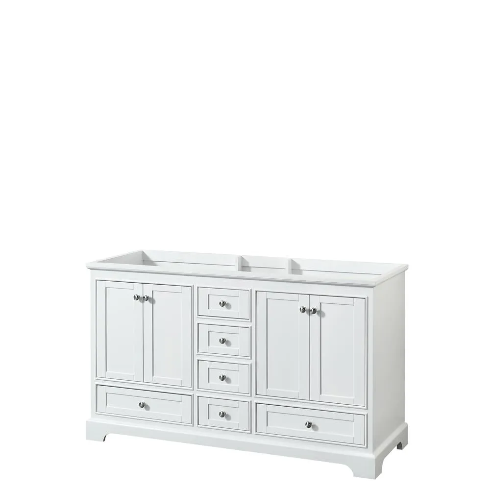 Wyndham Collection Deborah 60-in White Bathroom Vanity Base Cabinet without Top, Polished Chrome Hardware, photo 2 of 2