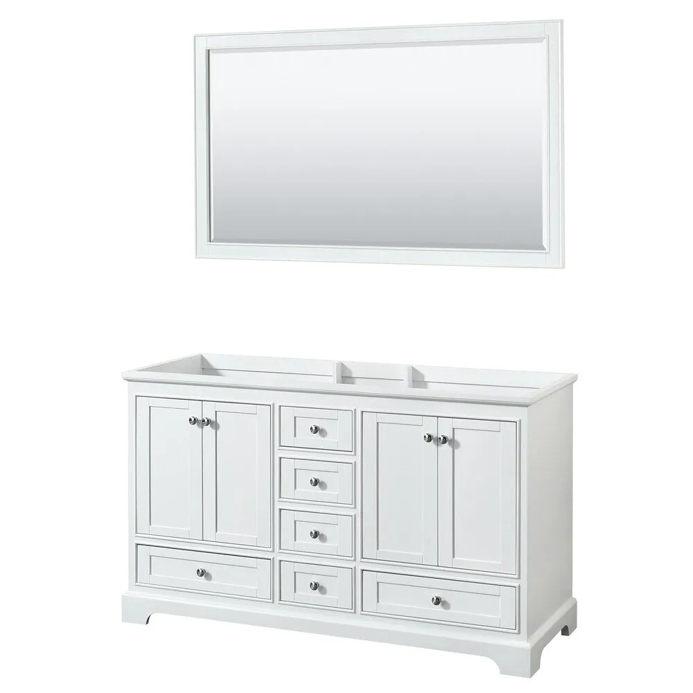 Wyndham Collection Deborah 60-in White Bathroom Vanity Cabinet with Mirror, photo 2 of 3
