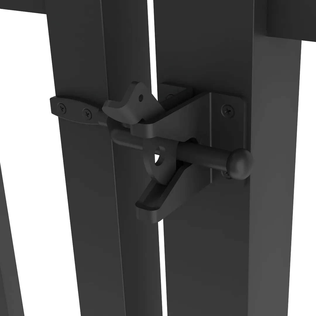 Ironcraft Orleans 4-ft H x 8-ft W Black Powder-coated Aluminum Spaced Picket Pressed-point Yard Fence Gate, photo 7 of 9