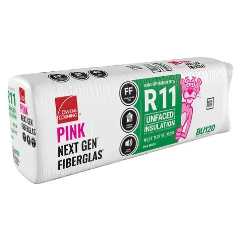 R-11 Unfaced Fiberglass Insulation Batts, 3.5 × 15.25 × 93 in