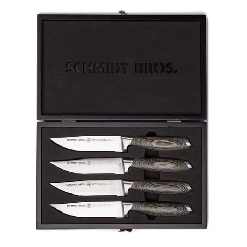 4-Piece Stainless Steel Cutlery Bonded Ash Jumbo Steak Knife Set in Wood Gift Box