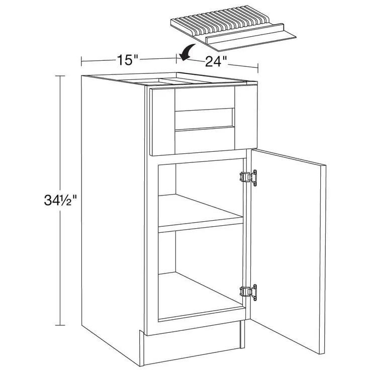Home Decorators Collection Washington 15 in. W x 24 in. D x 34.5 in. H Vessel Blue Plywood Shaker Assembled Base Kitchen Cabinet Right Knife Block, photo 4 of 5