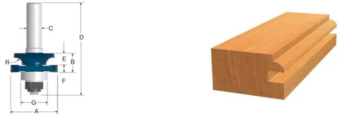 Carbide-tipped stile & rail router bit, 1-3/8 in