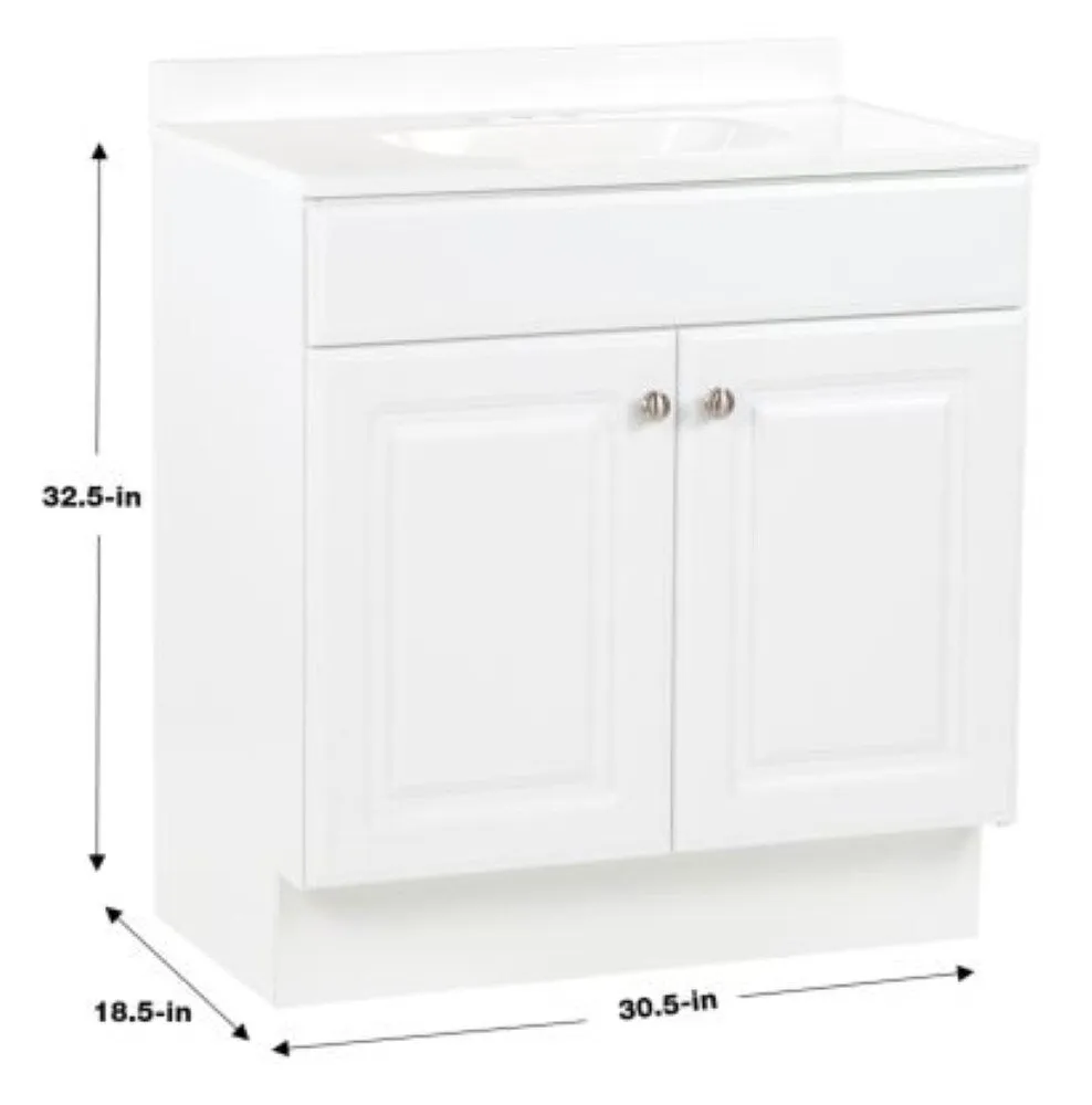 Project Source 30.5-in White Single Sink Bathroom Vanity with White Cultured Marble Top, photo 23 of 24