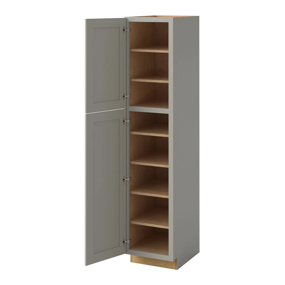 allen + roth Stonewall 18-in W x 90-in H x 24-in D Stone Pantry Fully Assembled Cabinet (Flat Panel Shaker Door Style), photo 4 of 16