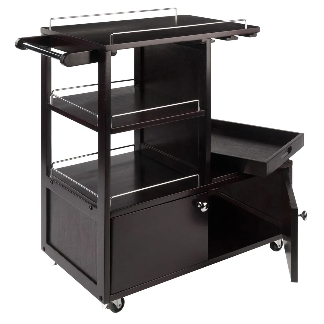 Winsome Wood Brown Composite Base with Composite Wood Top Rolling Kitchen Cart (16.77-in x 34.25-in x 34.37-in), photo 2 of 12