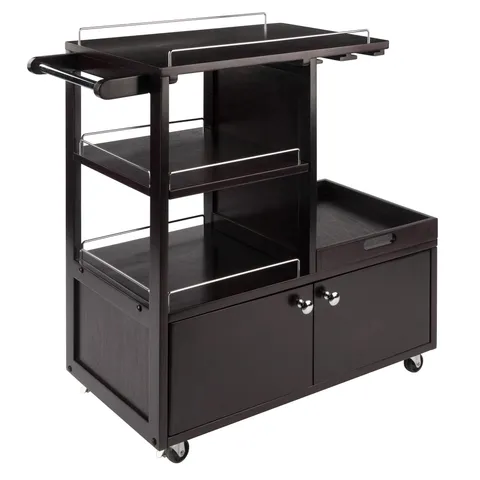 Brown Composite Base with Composite Wood Top Rolling Kitchen Cart