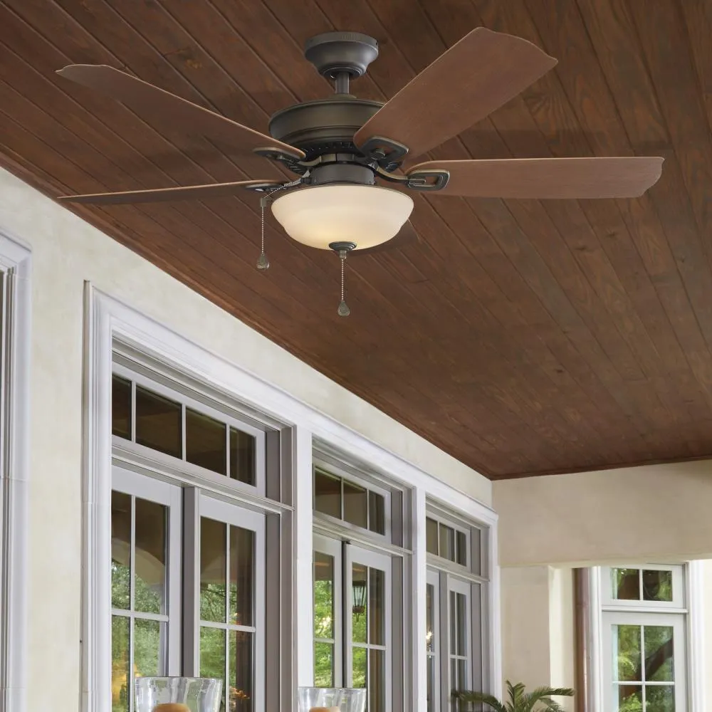 Harbor Breeze Echolake 52-in Oil-Rubbed Bronze LED Indoor/Outdoor Ceiling Fan with Light Kit (5-Blade), photo 4 of 9